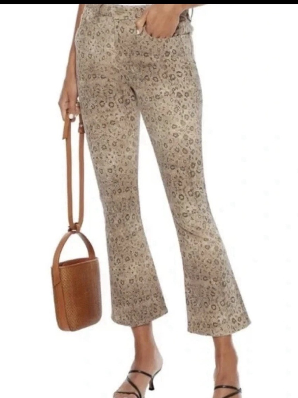 FRAME Le Crop High Waist Mini Boot Snake Print Jeans Vanilla Multi Denim 30